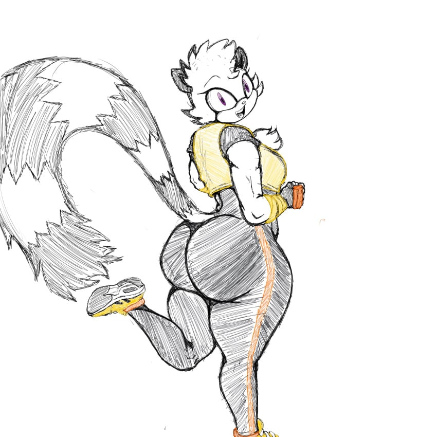 1girls 5_fingers anthro ass big_ass big_tail bubble_butt chest_tuft clothed crimson_redddd eyelashes female female_only fingerless_gloves flat_colors furry gloves grey_body head_tilt head_tuft hourglass_figure idw_publishing lemur looking_at_viewer looking_back mobian_(species) petite purple_eyes raised_eyebrows raised_leg sega shoes sketch slim_thick smile smiling solo sonic_(series) sonic_the_hedgehog_(series) tail tangle_the_lemur thick_thighs toned toned_arms toned_female two_tone_body white_body