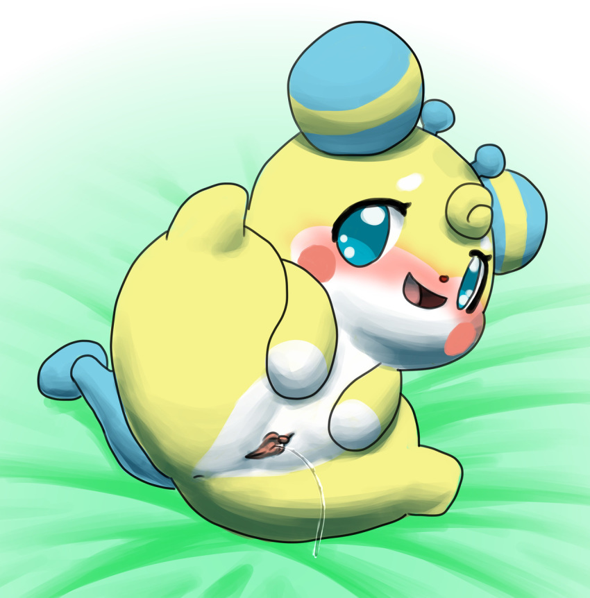 anthro anus blue_eyes blush bodily_fluids clitoris cocotama female fur hi_res hirake!_cocotama looking_at_viewer lying mammal ojou_(cocotama) on_back open_mouth presenting presenting_pussy pussy semi-anthro solo spread_legs spreading yellow_fur 九尾