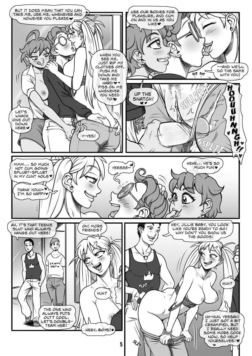 2girls 3boys @_@ ahoge asking_for_more asking_for_sex bending_over big_breasts blush breasts breasts_out cleavage clitoral_hood clitoris comic cum cum_in_pussy cum_inside dark-skinned_female dark_skin dirty_talk english_text face_in_breasts female_pubic_hair ffm_threesome girl_sandwich glasses guided_penetration hand_in_panties handjob height_difference hug jill_(spidu) just_the_tip large_breasts licking_face light-skinned_female light-skinned_male light_skin male_pubic_hair mall naughty_face netorare nipples no_bra open_zipper original_characters pants_pull penis_out pubic_stubble public_nudity public_sex public_use rolling_eyes sandwiched sex sophie_(spidu) spidu tall_female the_amazing_adventures_of_sophie_and_jill threesome tongue_out twintails undressing vaginal_penetration wet_clothes x-ray