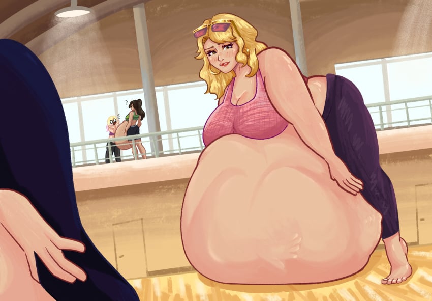 blonde_hair blueb140 saint_miluina&#039;s_vore_academy sunny_davis tagme vore vore_belly yoga yoga_pants
