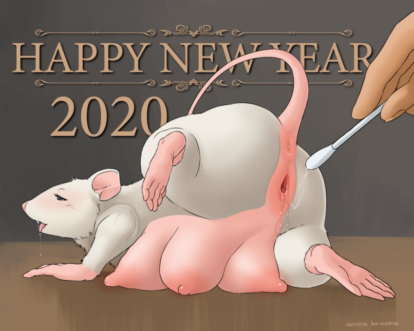 2020 ambiguous_gender anus aoino_broome ass big_breasts blue_eyes blush bodily_fluids breasts busty_feral cotton_swab crotchboobs female feral gaping gaping_pussy genital_fluids half-closed_eyes happy_new_year holidays huge_breasts huge_crotchboobs human human_on_feral hyper hyper_breasts interspecies larger_ambiguous larger_human looking_pleasured mammal multi_breast murid murine narrowed_eyes new_year presenting presenting_hindquarters pull_out pussy pussy_juice pussy_juice_string raised_leg raised_tail rat rodent saliva size_difference slightly_chubby smaller_female smaller_feral tongue tongue_out year_of_the_rat zoophilia