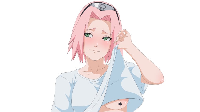 1girls :3 blush bob_cut boob_tattoo boobs boobs_out breast_tattoo breasts breasts_out cute cute_face female female_focus female_only flashing flashing_breasts forehead_protector green_eyes haruno_sakura headband hi_res high_resolution highres kunoichi light-skinned_female light_skin looking_away looking_to_the_side medium_breasts medium_hair naruto naruto_(classic) naruto_(series) netorare no_bra nose_blush ntr pale-skinned_female pale_skin perky_breasts pink_hair pinup qos qos_tattoo queen_of_spades queen_of_spades_symbol queen_of_spades_tattoo sakura_haruno sakura_haruno(genin) shirt_lift shirt_up shonen_jump shoulder_length_hair shounen_jump shueisha shy shy_expression shy_smile smile smiling solo solo_female solo_focus spiky_hair studio_oppai t-shirt tattoo tease teasing teasing_viewer teen teen_girl teenage_girl teenager tits tits_out tomboy tramp_stamp very_high_resolution weekly_shonen_jump weekly_shounen_jump white_background