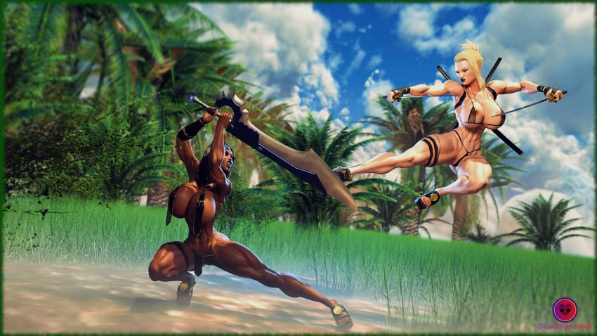 2girls 3d amazon amazonian athletic athletic_female big_ass big_breasts big_thighs bimbo breasts brown-skinned_female brown_body brown_skin curvaceous curvy curvy_figure dark-skinned_female dark_skin female fit fit_female hips hourglass_figure huge_ass huge_breasts large_ass large_breasts legs light-skinned_female light_skin mature mature_female original original_character original_characters round_breasts shayna_(zeblacktiger) slim_waist suplexia_(zeblacktiger) thick thick_hips thick_legs thick_thighs thighs voluptuous waist wide_hips zeblacktiger