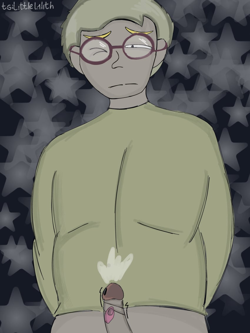 1boy agafonik_(urodskaya_animation) blonde_hair clothed clothing cringe cum erection first_porn_of_character forced_orgasm glasses ibispaintx littlelilith male male_only masturbation plump russian self_upload solo urodskaya_animation what wtf youtube