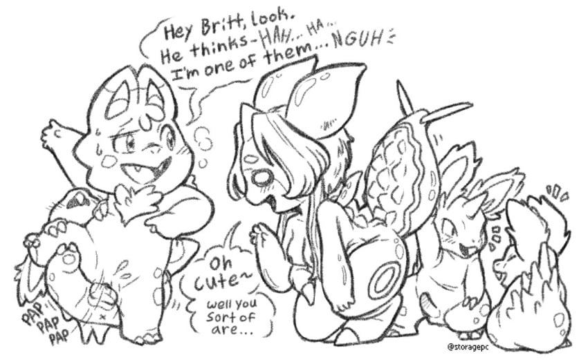 ambiguous_gender animal_genitalia anthro anus balls blush bodily_fluids brittany_(storagepc) claws clefairy dialogue digital_media_(artwork) east_sea_gastrodon english_text erection female feral fur gastrodon gastropod generation_1_pokemon generation_4_pokemon genital_fluids genitals group hair hybrid male male/female mollusk monochrome nidoran nidoran♂ nidorina nintendo nipples nude pechy penetration penis pokemon pokemon_(species) sex simple_background storagepc sweat tail text vaginal_penetration vulva