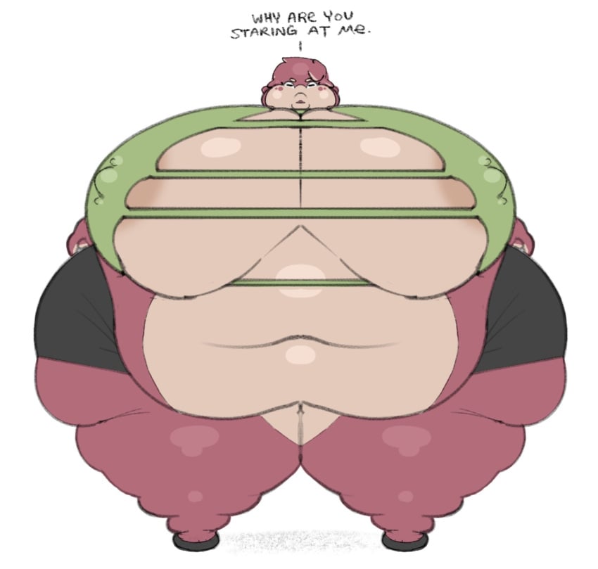 1girls ass big_ass big_breasts breasts expansion fat female female_focus female_only huge_ass huge_breasts looking_at_viewer looking_down morbidly_obese morbidly_obese_female nipples nipples_visible_through_clothing obese obese_female robuttschei tagme tapo_(robuttschei) text thick_ass thick_thighs thighs wardrobe_malfunction