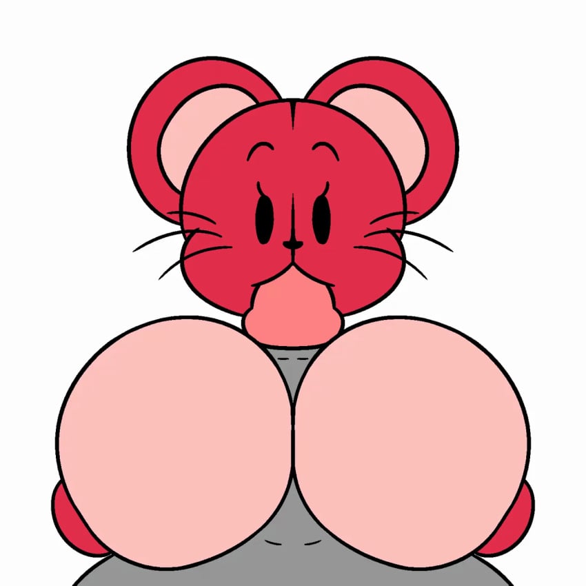 1boy 1girls animated animated anthro big_breasts breast_squish breasts eyelashes fellatio female gremlingrounded hand_on_breast looking_at_viewer male merri_(gremlingrounded) mouse oral paizuri rodent round_ears titjob titjob