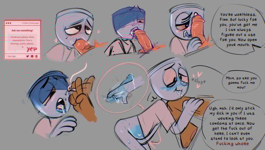 1cuntboy 2boys anthro anthro_on_anthro anthro_only bedroom_eyes blue_body blush blushing_profusely cum_in_mouth dandy&#039;s_world dandys_world dirty_talk fingering fingering_pussy fingering_self finn_(dandy&#039;s_world) gay kicking_another masochism masochistic_male onomatopoeia pink_body r_rbox roblox roblox_game shrimpo_(dandy&#039;s_world) submissive_male swallowing_cum tan_body veins veiny_penis