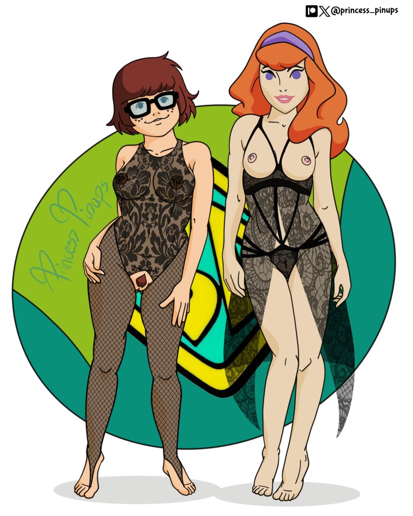 2d 2girls daphne_blake female female_only hanna-barbera princesspinups scooby-doo tagme velma_dinkley