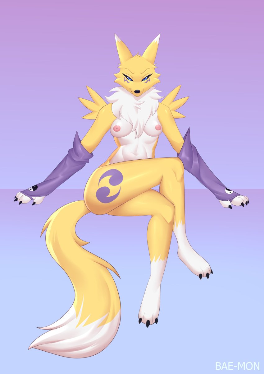 absurd_res anthro ass bae-mon bandai_namco breasts digimon digimon_(species) female hi_res looking_at_viewer nipples renamon smile solo tail