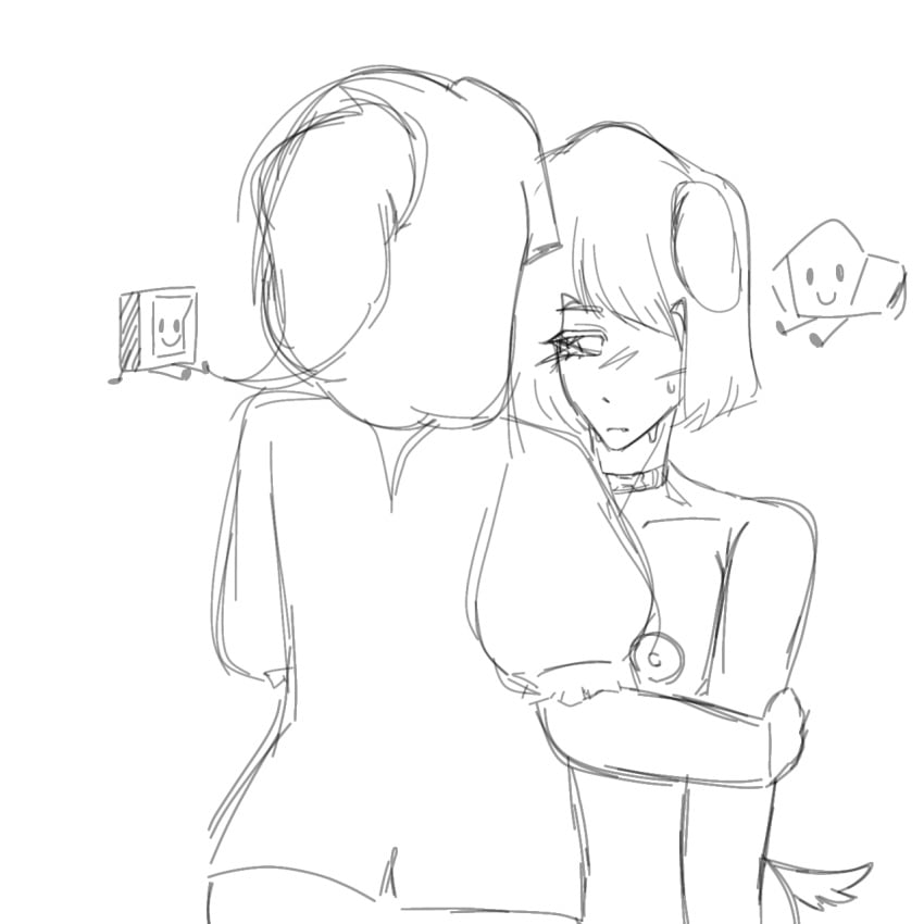 battle_for_bfdi battle_for_dream_island bfb bfdi breasts_out dog_collar dog_ears dog_tail foldy_(bfdi) grabbing_arm liy_(bfdi) the_power_of_two tpot yuri yuri