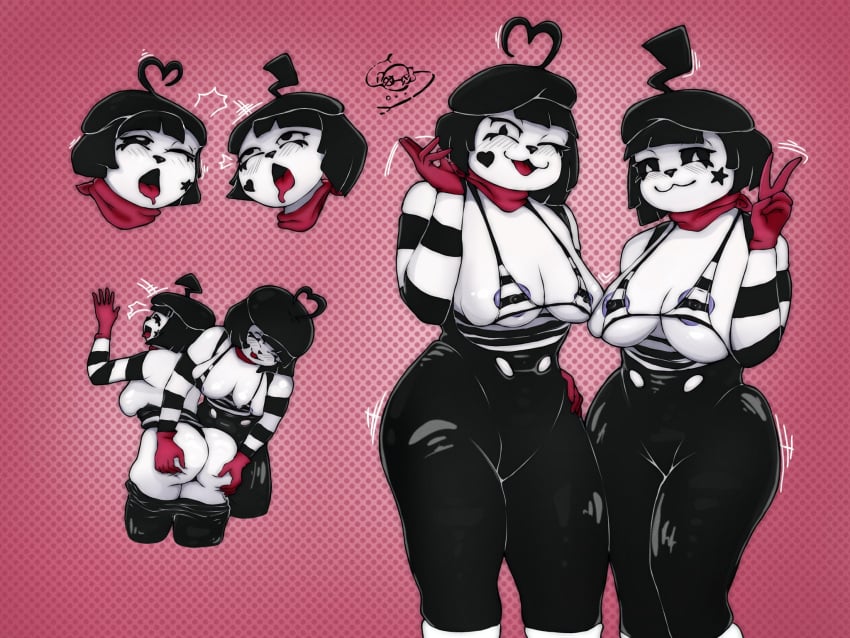 big_ass big_breasts big_butt big_nipples big_thighs big_titties black_hair bonbon_(derpixon) chuchu_(derpixon) clothing curvaceous curvaceous_female dash_(derpixon) female female_focus female_only looking_at_viewer mime_and_dash nipples reboot_(artist) short_hair underwear