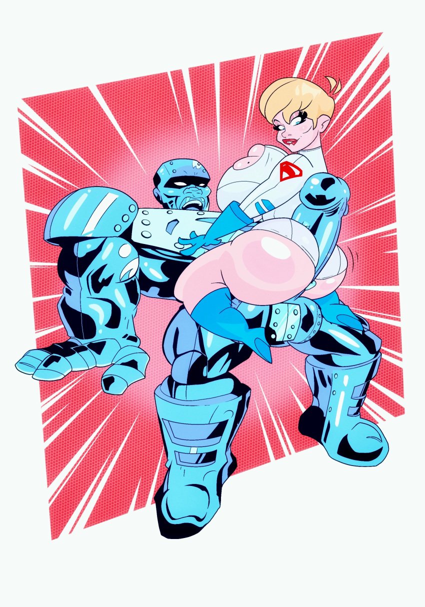 1boy 1girls alien alien_girl alien_humanoid armor armored_male big_ass big_breasts big_butt big_penis blonde_hair blue_eyes bubble_ass bubble_butt buttjob covered_buttjob dc dc_comics duck4_lunch duck4lunch duo duo_focus female huge_breasts huge_cock human john_henry_irons justice_league kara_danvers kara_zor-el kryptonian light-skinned_female light_skin male muscular muscular_male power_girl steel_(dc) superhero superheroine superman_(series) thick_thighs