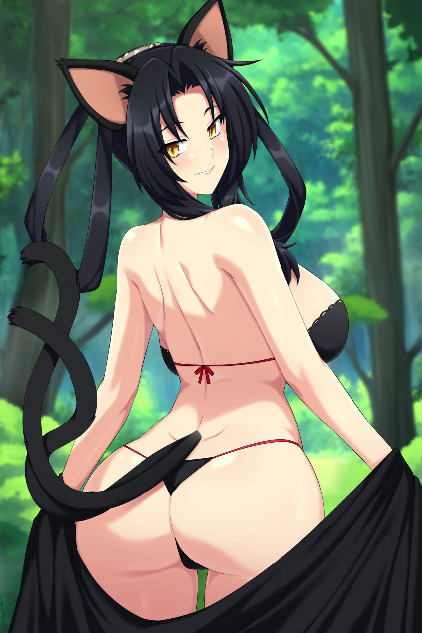 ass bra cat_ears cat_tail catgirl character_request copyright_request lindaroze panties tagme