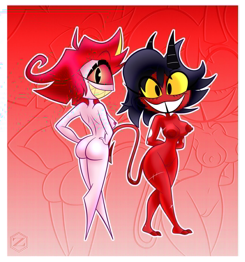 ass demon_girl hazbin_hotel helluva_boss looking_at_viewer looking_back millie_(helluva_boss) niffty nude pinup zarnacius