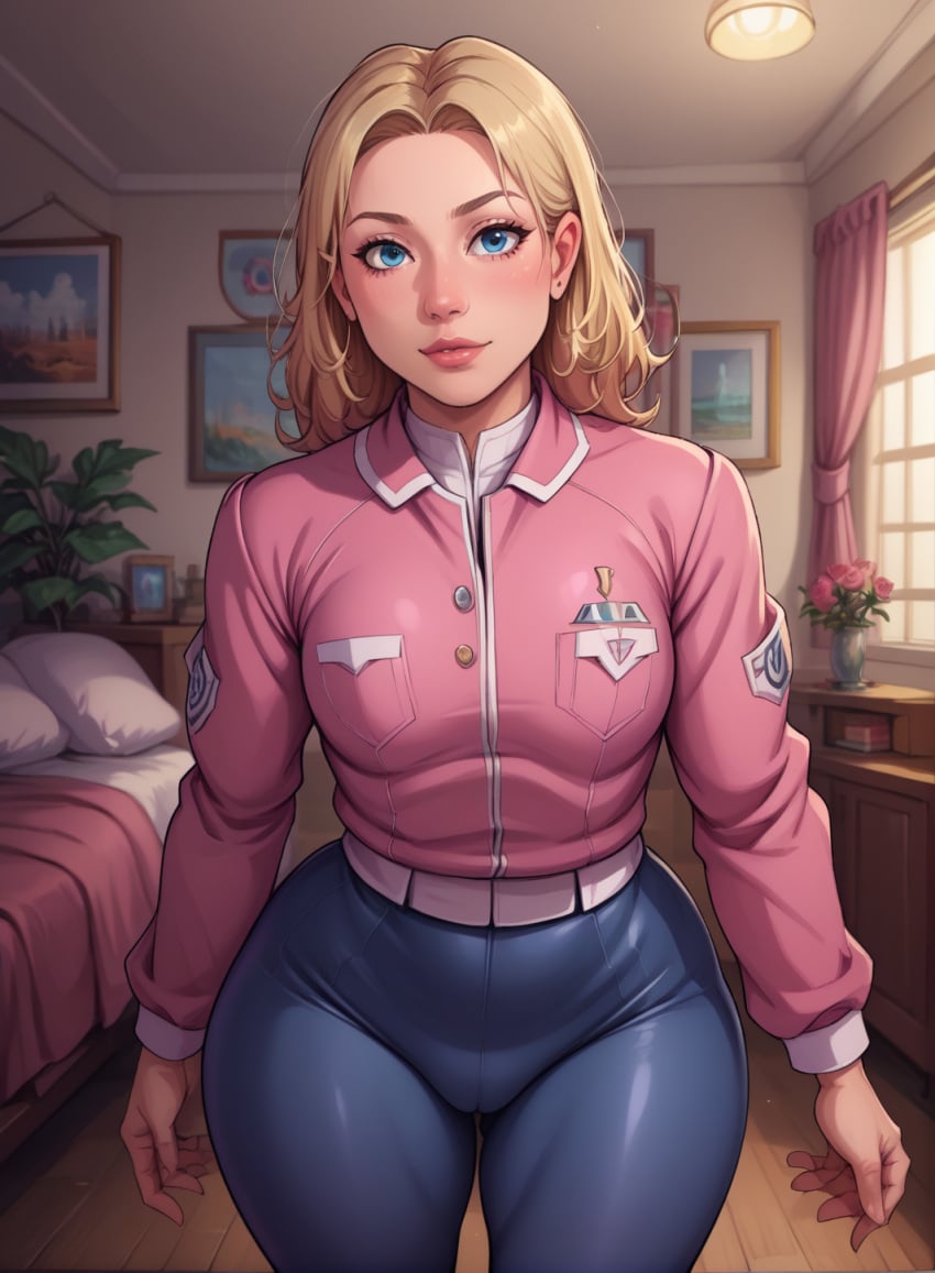 1girls ai_generated alan_wake ass bedroom blonde_hair breasts curvy curvy_figure dat_ass dbd dead_by_daylight eteeming fat_ass female female_only pose rose_marigold short_hair solo solo_female thicc thicker_than_a_bowl_of_oatmeal waitress_uniform