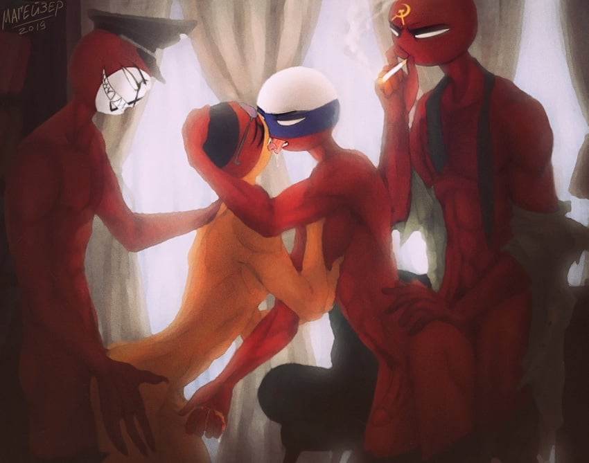 4boys anal bad_parenting cigarette countryhumans eyewear father_and_son foursome french_kissing from_behind_position gay germany_(countryhumans) glasses grabbing_penis hentai hug incest magayser male male/male nazi_germany_(countryhumans) nazi_imagery penetration porn russia_(countryhumans) saliva soviet_union_(countryhumans) stickman tongue