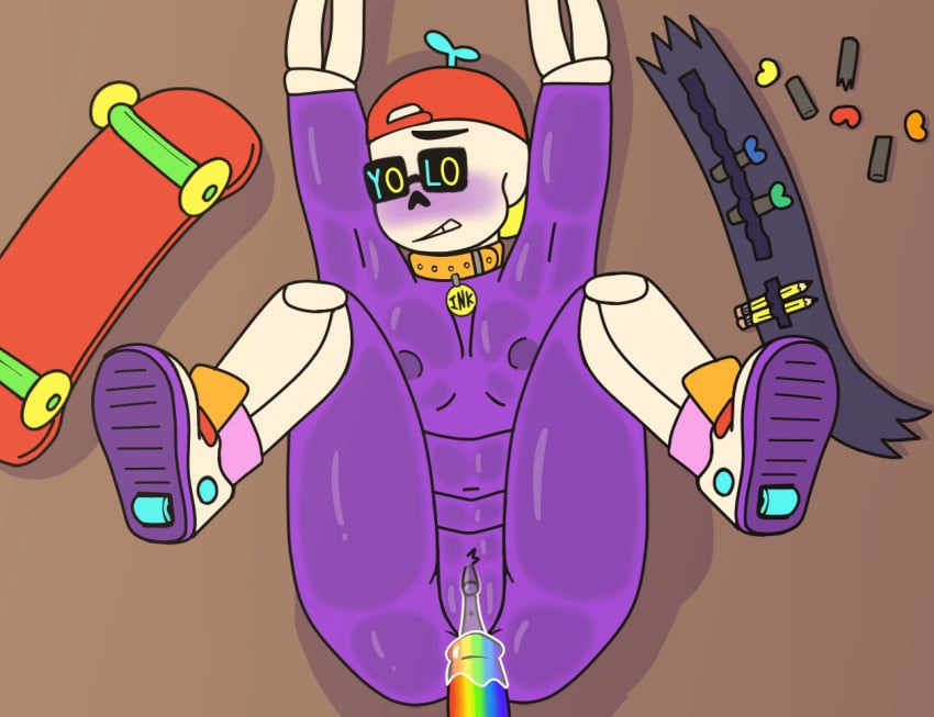 alternate_universe ambiguous_gender andromorph animated baseball_cap big_clitoris bone breasts clitoris clothing collar collar_only collar_tag cuntboy disgusting duo ectobody ectobreasts ectopenis ectopussy fresh_sans gay genitals hat headgear headwear heelies humanoid ink ink_sans intersex intersex/male male nude propeller_hat purple_body purple_breasts purple_skin rainbow_dick sans_(undertale) sanscest shitpost skateboard skeleton ugly_bastard ugly_man undertale undertale_(series) vehicle wouldn't_mind
