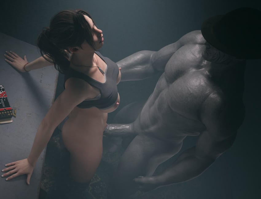 1boy 1girls 3d 4k absurdly_large_cock big_breasts big_nipples bottomless breasts breasts_out brown_hair capcom claire_redfield docni erection female guided_penetration hi_res highres large_penis light-skinned_female light_skin male male/female monster mr_x nipples penis pleasure_face resident_evil resident_evil_2 resident_evil_2_remake sex size_difference straight thighs tyrant vagina vaginal_penetration voluptuous