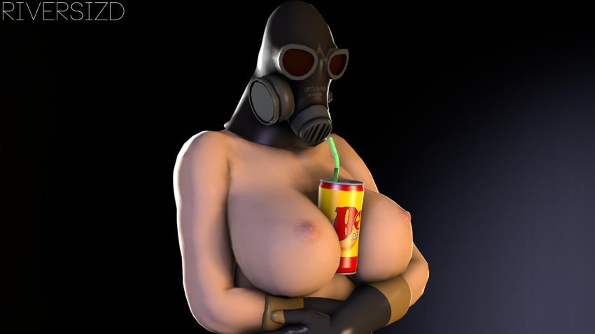 1girls 3d between_breasts big_breasts bonk!_atomic_punch breasts female female_only fempyro gas_mask large_breasts meme pose pyro riversizd soda solo source_filmmaker team_fortress_2 valve