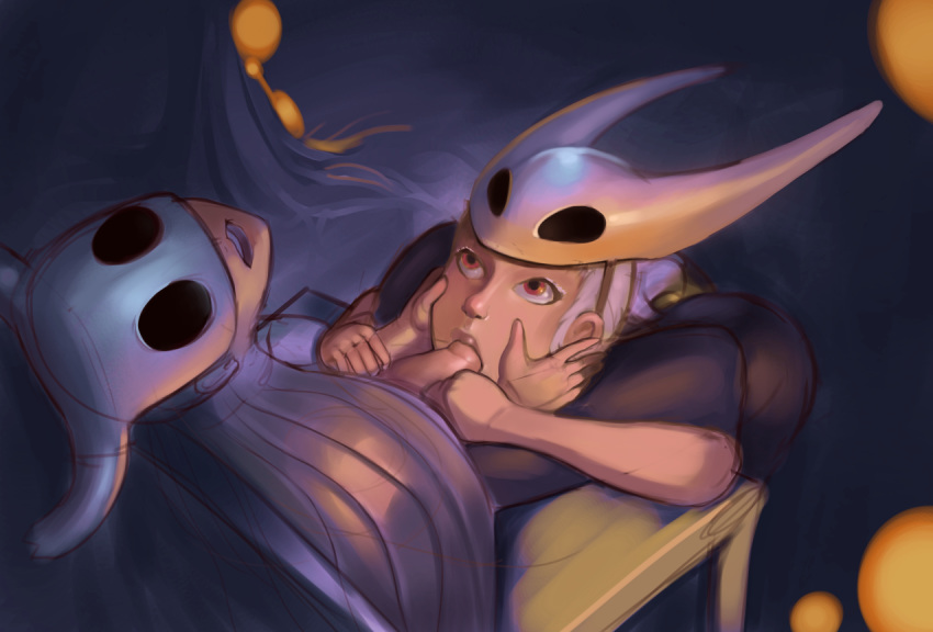 1boy 1girls blowjob face_grab fellatio hollow_knight hornet_(hollow_knight) incest looking_up penis protagonist_(hollow_knight) siblings sudkampsin