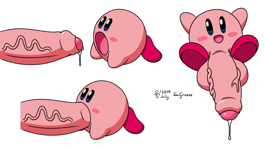 bodily_fluids cum foreskin genital_fluids humanoid_penis hyper hyper_penis kirby kirby_(series) male nintendo oral penis sen-en vein video_games