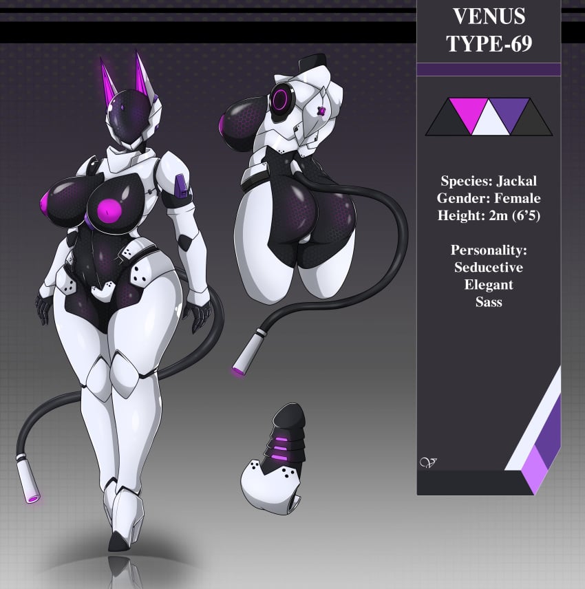 2019 absurd_res animal_humanoid areola armor big_breasts breasts canid canine canis cybernetics digital_media_(artwork) dildo dildo_in_pussy female hi_res huge_breasts humanoid inverted_nipples jackal machine mammal mammal_humanoid model_sheet nipples robot solo thick_thighs venus_(zzvinniezz) zzvinniezz