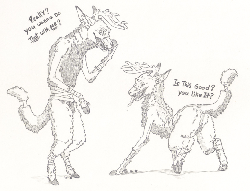 anus ass bandage demon fluffy hi_res male male_only presenting presenting_hindquarters skyfifer tongue tongue_out traditional_media_(artwork)