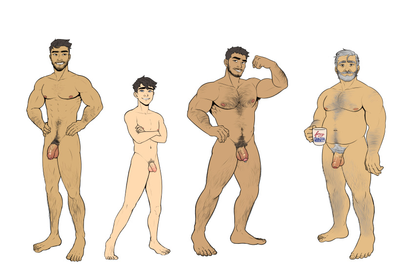 4boys abs age_difference balls ballsack bara beard black_hair body_hair brothers brown_eyes character_sheet chest_hair coffee_mug crossed_arms daichi_aimoto daigo_aimoto dicks_out facial_hair family father_and_son flaccid_penis flexing foreskin foreskin_folds full_body grandfather_and_grandson grey_hair hands_on_hips human incest intact jake_aimoto kenta_aimoto male male_nipples male_only male_pubic_hair manly mature_male melcrumbs musclegut muscles muscular_male mustache nude_male older_man_and_younger_boy original_character pale-skinned_male partially_retracted_foreskin pawrncrackers pecs penis penis_piercing penis_size_difference prince_albert_piercing scrotum size_difference slightly_chubby_male standing tan_skin testicles uncle_and_nephew uncut unretracted_foreskin veiny_penis white_background