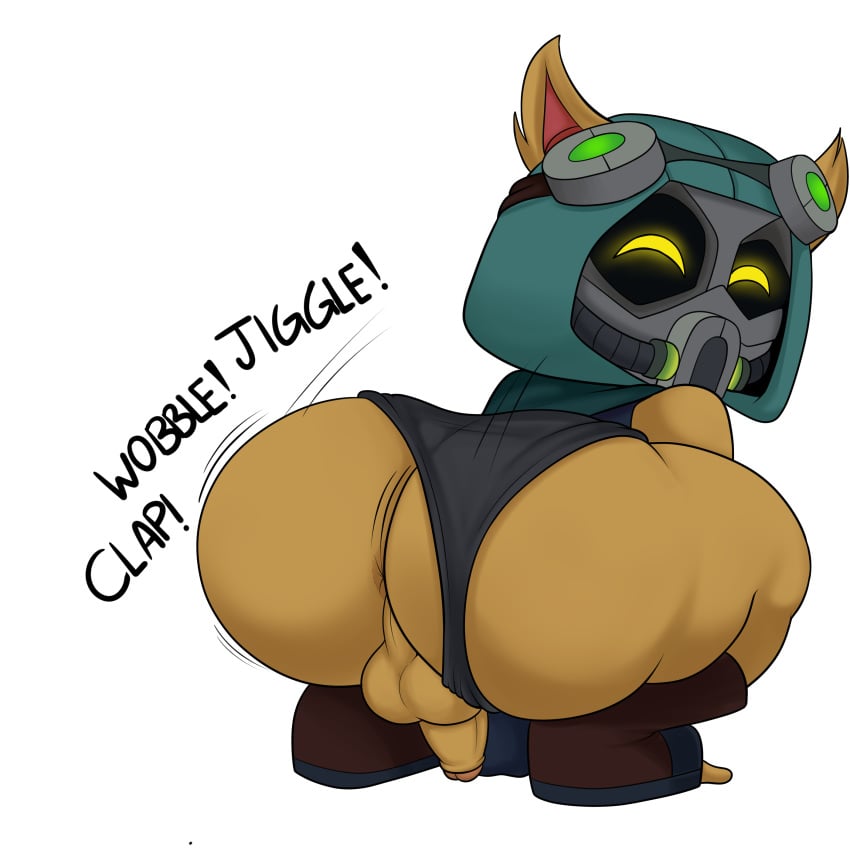 1:1 absurdres anus ass big_ass big_ass_(male) blackwhiplash bwl crossdressing femboy highres league_of_legends male male_only no_humans omega_squad_(series) omega_squad_teemo panties penis riot_games solo solo_male teemo testicles thick_thighs twerking underwear yordle