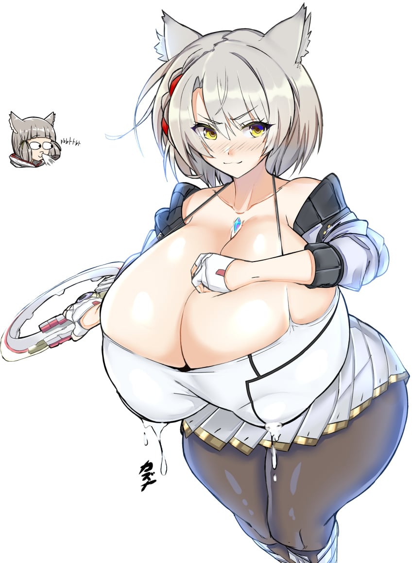 animal_ears big_hips cleavage hips_wider_than_shoulders huge_breasts huge_hips kazuya_zoey lactating lactation mio_(xenoblade) nintendo thick_hips thick_thighs wide_hips xenoblade_(series) xenoblade_chronicles_3