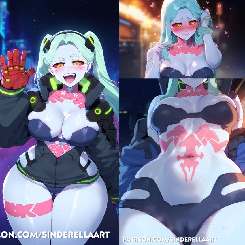 ai_generated big_breasts cleavage commission cyberpunk:_edgerunners cyberpunk_2077 female night night_city patreon patreon_url patreon_username public rebecca_(edgerunners) sinderellaart stomach thick thick_legs thick_thighs voluptuous voluptuous_female