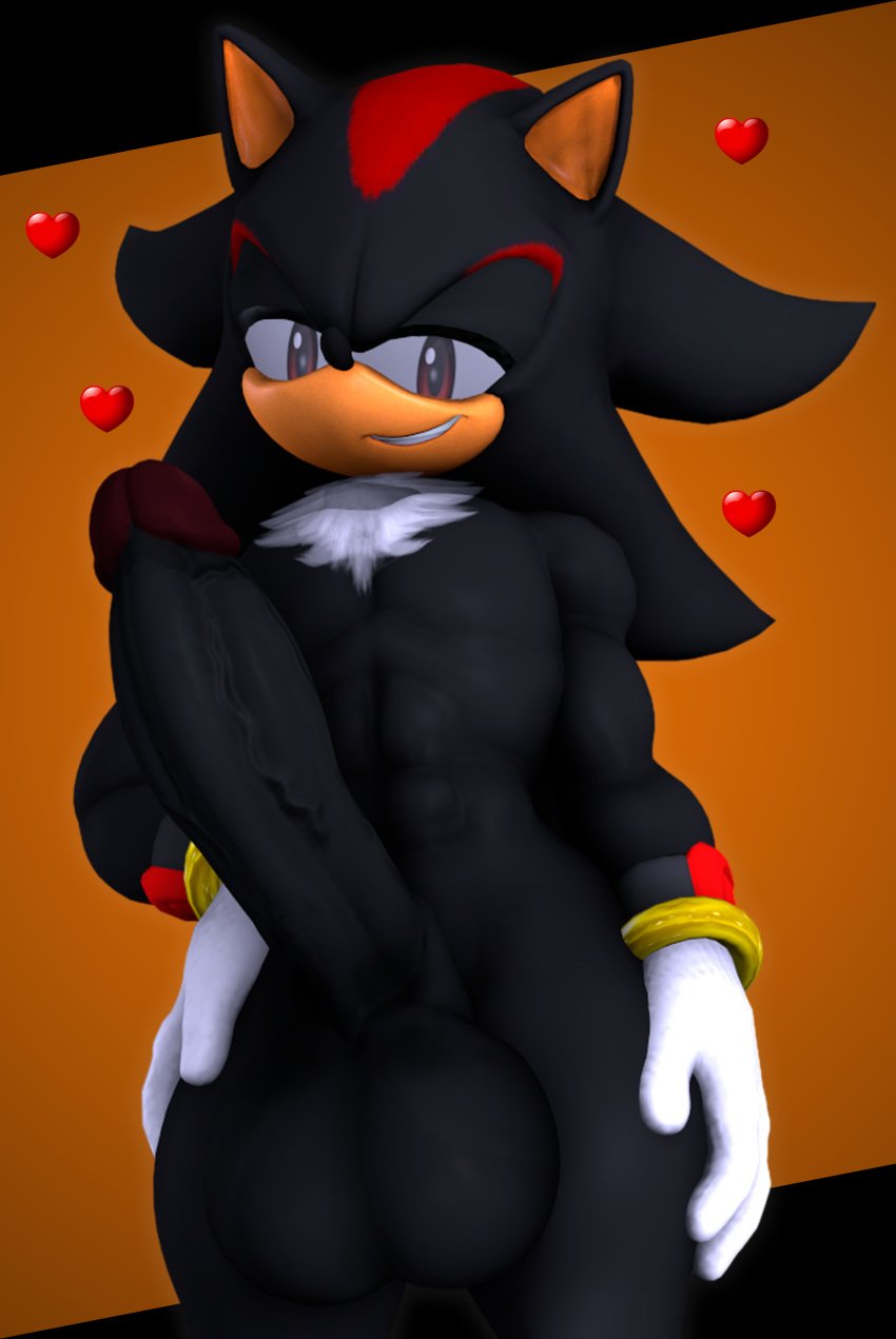 1boy 3d big_penis male_only muscular_male shadow_the_hedgehog showing_penis smiling smiling_at_viewer solo sonic_(series) tagme theashsfm