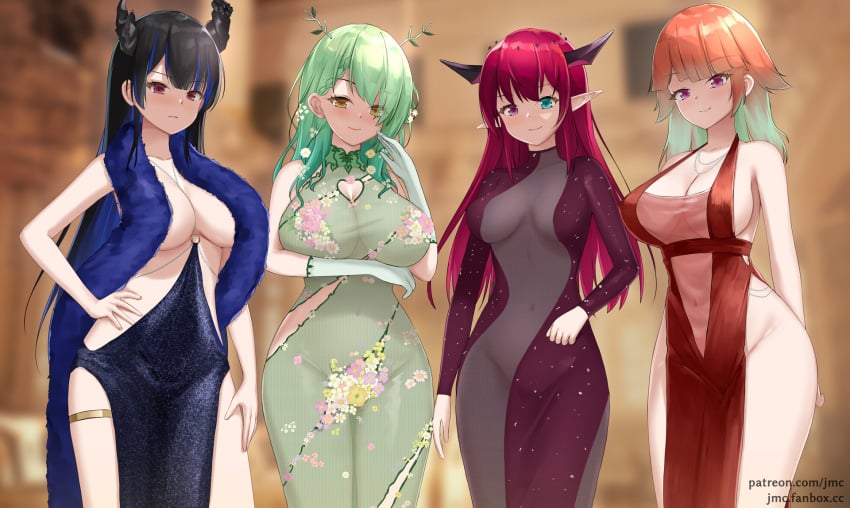 4girls ceres_fauna hololive hololive_english hololive_english_-advent- hololive_english_-council- hololive_english_-promise- hololive_myth irys irys_(hololive) jmc5221 looking_at_viewer nerissa_ravencroft takanashi_kiara virtual_youtuber vtuber