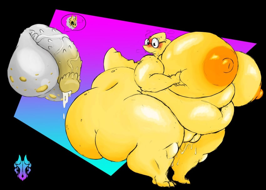 alphys anthro ass balls belly big_balls big_belly big_breasts big_butt big_penis blush bodily_fluids bone breasts buckteeth cum deep_navel demon dinosaur duo eyewear female genital_fluids genitals glasses gradient_penis hi_res huge_balls huge_breasts huge_butt huge_cock hyper hyper_balls hyper_breasts hyper_butt hyper_genitalia hyper_penis leaking_cum looking_at_genitalia looking_at_penis navel necro_lorr nude obese obese_female overweight overweight_female penile_spines penis plump_labia prehistoric_species pussy reptile scalie skull skull_head solo_focus speech_bubble spiked_tail spikes spikes_(anatomy) sweat sweatdrop tail teeth thick_tail undertale_(series) vaginal_fluids