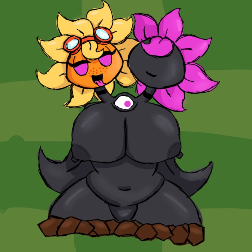 big_breasts conjoined corruption flower kuromaru_(mugen) mind_control plant plants_vs_zombies solar_flare_(pvz) sunflower_(pvz)