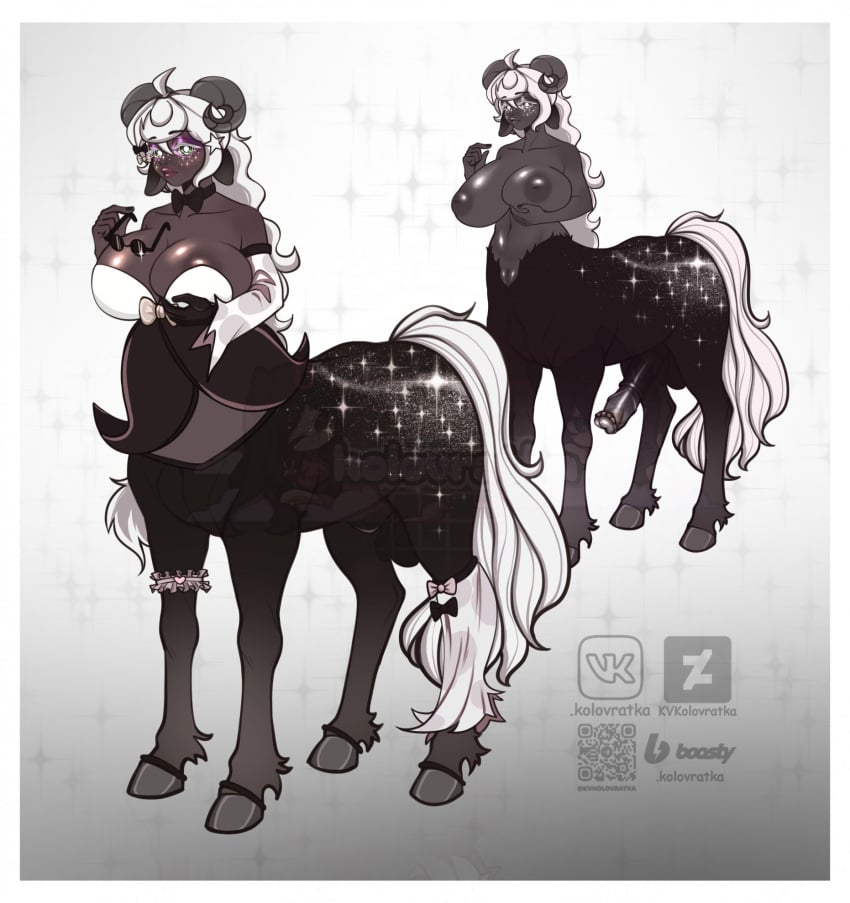 centaur dark-skinned_female futa_only futanari futataur horns horsecock horsecock_futanari kvkolovratka monster_monster_girl white_hair