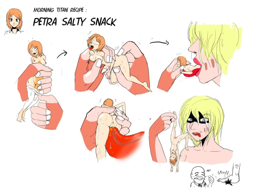 1boy 2girls annie_leonhardt attack_on_titan cunnilingus dot_pixis female_titan giantess inside_mouth licking petra_ral shingeki_no_kyojin size_difference tagme yuri