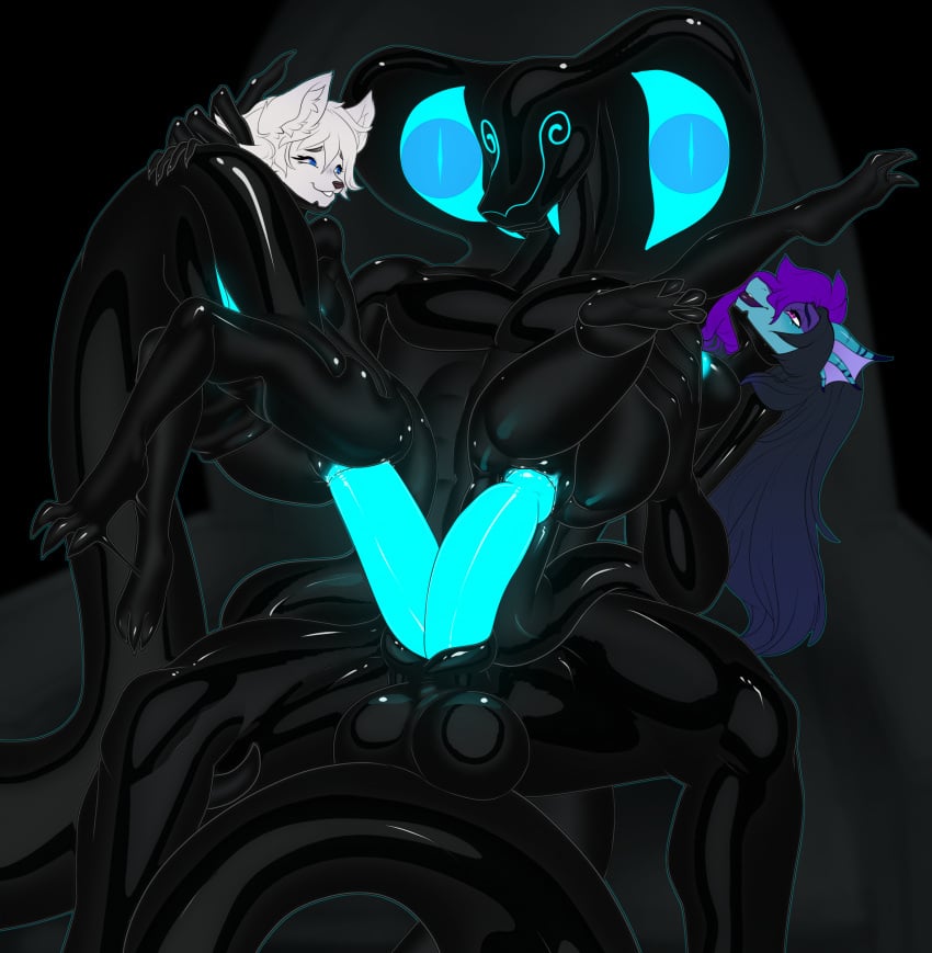 2025 2_penises anthro anthro_on_anthro anthro_penetrated anthro_penetrating anthro_penetrating_anthro avelyn_(yajuu) balls big_balls big_penis bilateral_penetration black_body black_hair black_latex blue_eyes blue_penis canid canine canis corrupted diphallia diphallism dragon exenthal fangs female female_penetrated fish fur genitals group group_sex hair hi_res hybrid larger_anthro larger_male latex latex_body latex_creature liquid_latex living_latex male male/female male_penetrating male_penetrating_female mammal marine multi_genitalia multi_penis multicolored_hair mythological_creature mythological_scalie mythology nude_anthro nude_male penetration penile penile_penetration penis penis_in_pussy pink_eyes purple_hair pussy reptile scalie selin_malianis sex size_difference smaller_anthro smaller_female snake snake_hood tail teeth thelxlbloodlxlprince threesome trio two_tone_hair vaginal_penetration white_body white_fur white_hair wolf