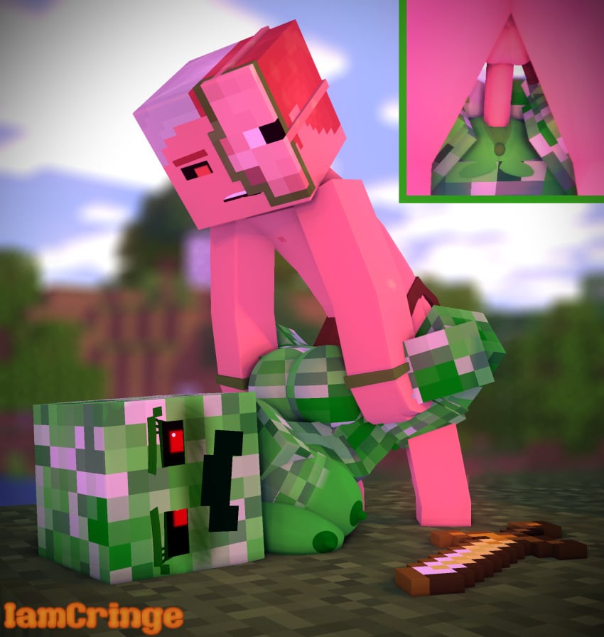 1boy 1boy1girl 1girls 3d big_ass big_breasts character creeper_(minecraft) creeper_girl female female_focus free green_skin iamcringe male masked mine-imator minecraft monster monster_girl pink_skin public red_eyes sex straight tagme transformation vaginal_penetration zombie_pigman