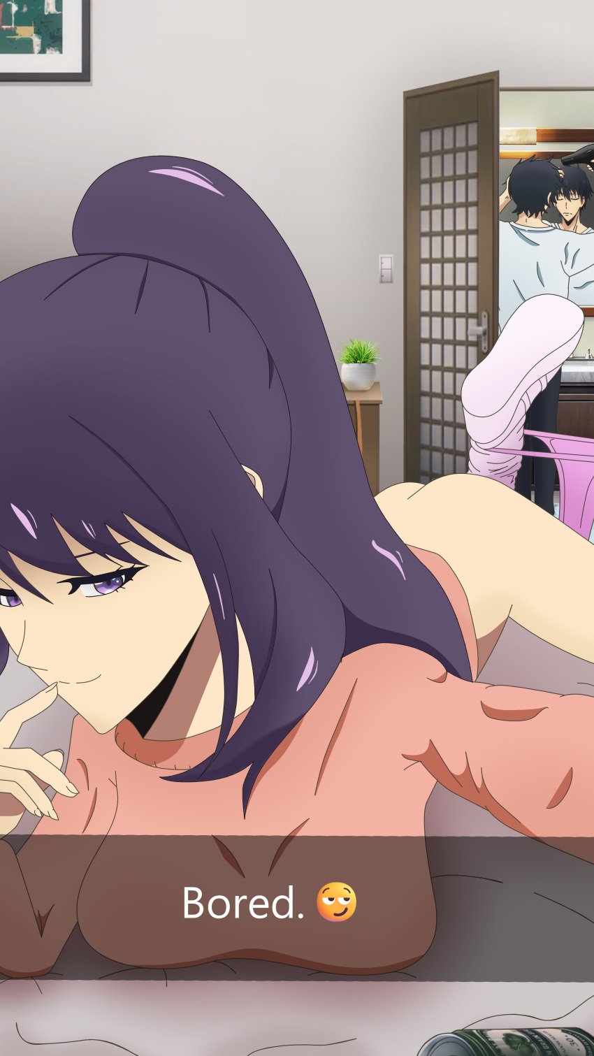 1girls ass ass_up boots butt_crack caption female invitation inviting inviting_to_sex legs lying on_stomach selfie smug solo_leveling stockings sung_jin-ah sung_jin_woo teasing the_pose thighs