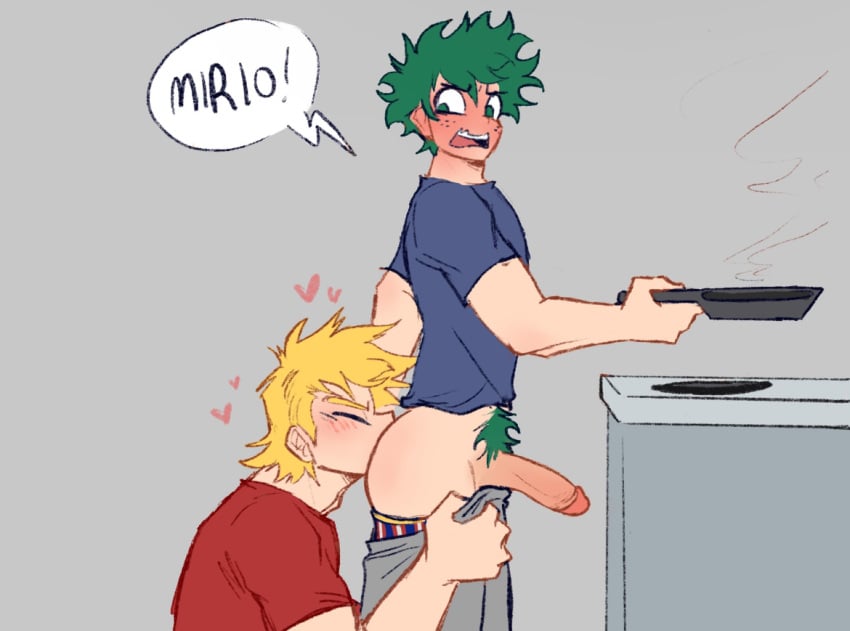 ass big_penis blush clothed clothing face_in_ass gay gay_rimjob izuku_midoriya licking_anus licking_ass male male/male male_focus male_only mirio_togata my_hero_academia pants_down partially_clothed penis pretty_werewolf pubic_hair pulling_down_pants rimjob rimming rimming_male yaoi