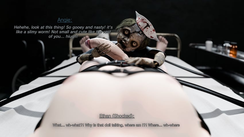1boy 1girls 3d angie_(resident_evil) capcom doll donna_beneviento ethan_winters female male offscreen_character offscreen_female pervertmuffinmajima resident_evil resident_evil_8:_village