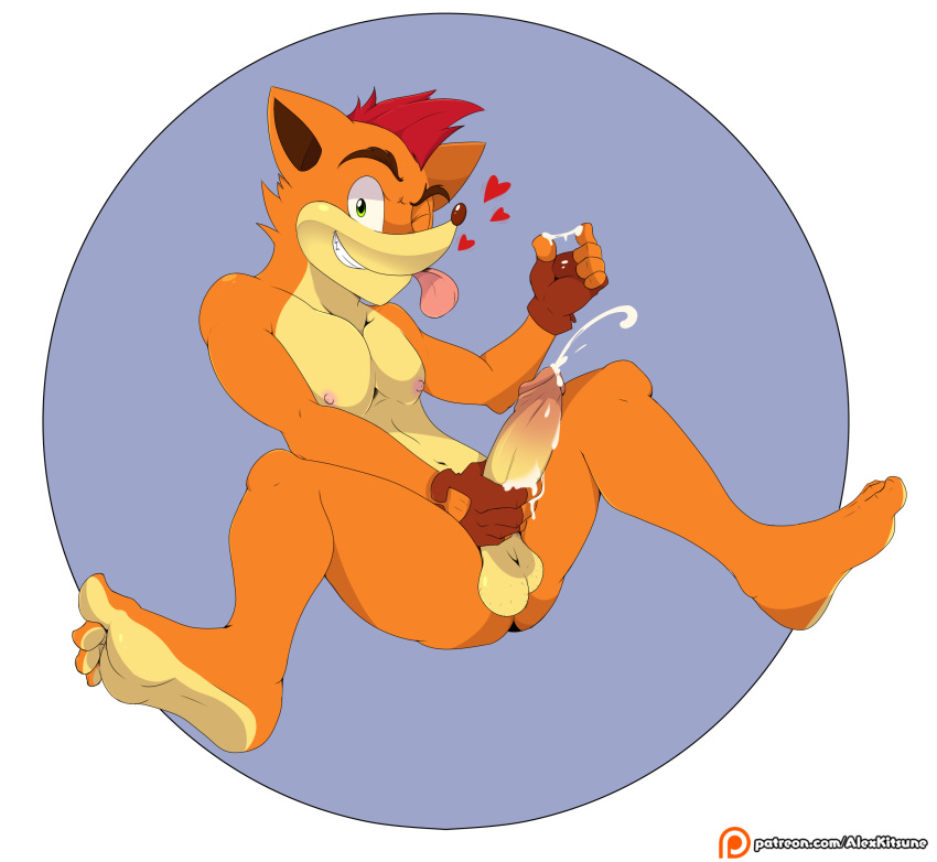 alex_kitsune bandicoot bodily_fluids crash_(series) crash_bandicoot cum cum_on_self feet genital_fluids hi_res looking_at_viewer male male_only mammal marsupial masturbation naughty_dog nude one_eye_closed one_handed_masturbation penile penile_masturbation penis smile solo sony_corporation sony_interactive_entertainment video_games wink