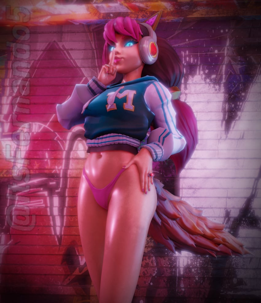 alternate_costume finger_in_mouth graffiti itsfernando maeve_(paladins) paladins panties pink_hair street_style_maeve underwear