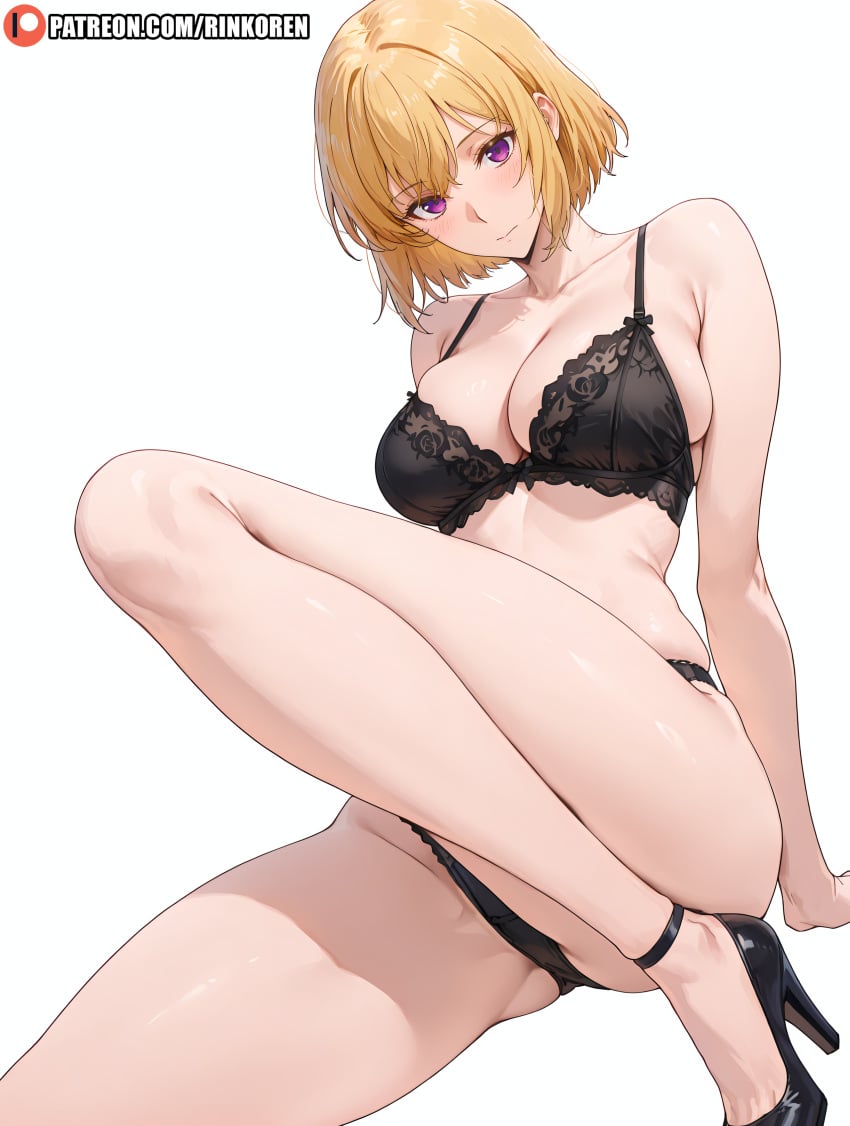 1girls 2025 ai ai_assisted ai_generated anime anime_girl anime_style artist_name black_bra black_heels black_panties blonde_hair cha_hae_in heels hi_res high_quality high_res high_resolution highres light-skinned_female light_skin lingerie looking_at_viewer patreon patreon_username purple_eyes sexy sexy_pose skindentation solo solo_leveling tall_female tall_girl uncensored watermark