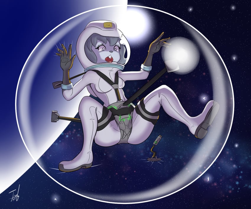 anthro big_breasts breasts chastity chastity_belt female female_chastity femsub furry jmf space spacesuit tagme trapped wide_hips