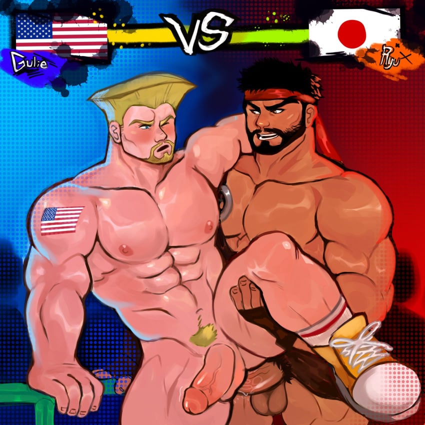 anal anal_sex bakkunsfw gay gay_sex guile male male/male male_only ryu_(street_fighter) street_fighter