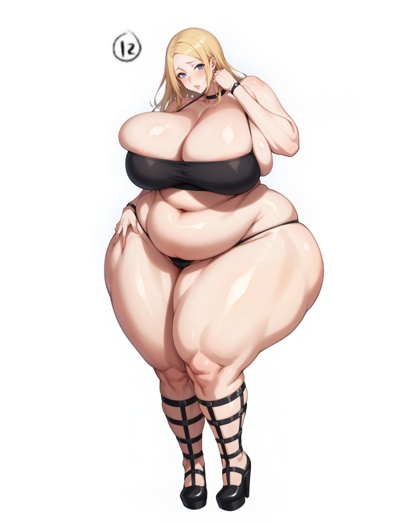 ai_generated bbw belly_button big_belly blonde_hair breast_overflow chubby fat_rolls female_only huge_ass huge_breasts ponderousorbs tagme thick_thighs venus_body voluptuous_female