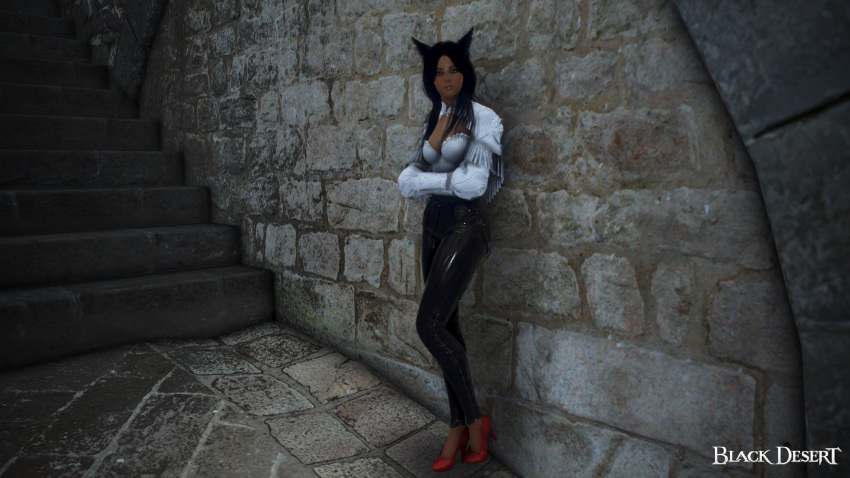 arab_female arabian_female bdo beurette black_hair dark-skinned_female dog_ear exposed furry_ears heels leggins pink_heels public shiny_leggings waiting_for_sex white_top whores yourbdoslave